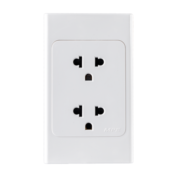 Ổ cắm đôi 3 chấu đế liền 16A. KT120x70mm mã A20UES2N A20UES2N MPE
