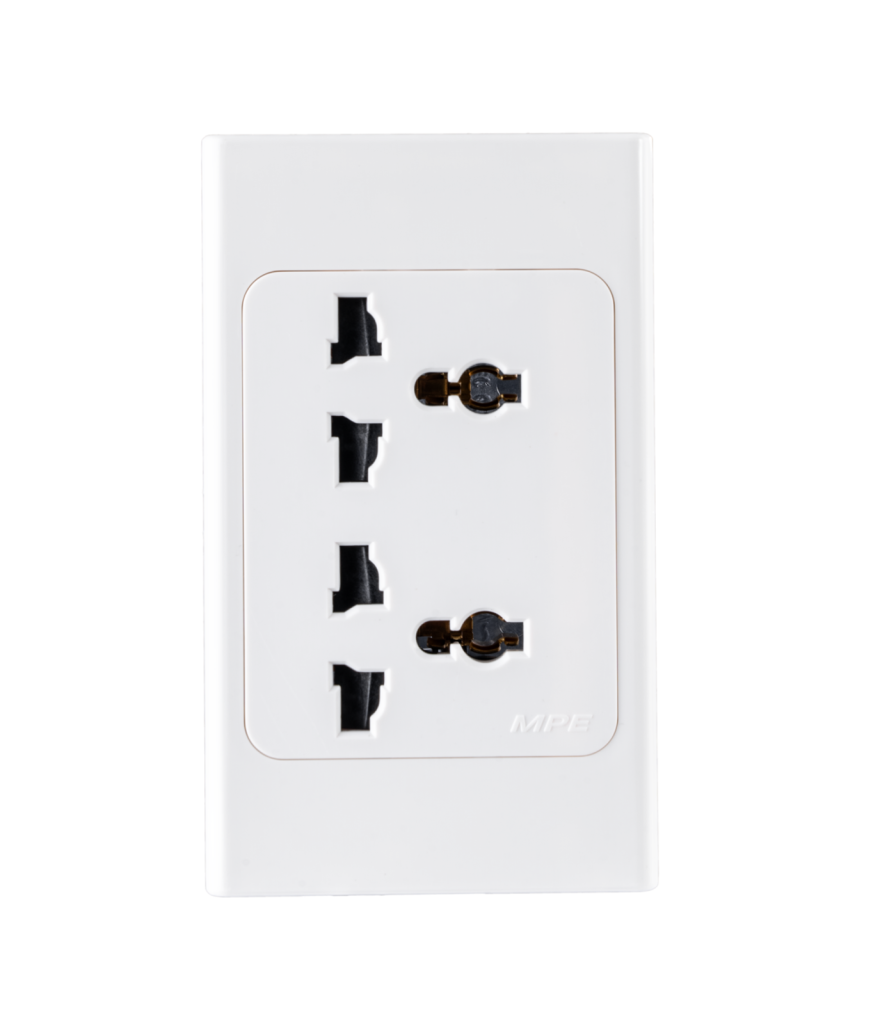 Ổ cắm đôi đa năng. đế liền 16A KT120x70mm mã. A20UESM2N A20UESM2N MPE