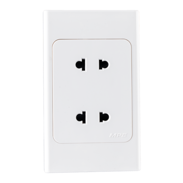 Ổ cắm đôi 2 chấu đế liền 16A KT120x70mm mã A20US2N A20US2N MPE