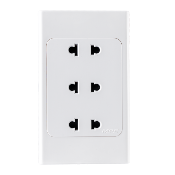 Ổ cắm ba 2 chấu đế liền 16A KT120x70mm mã A20US3N A20US3N MPE