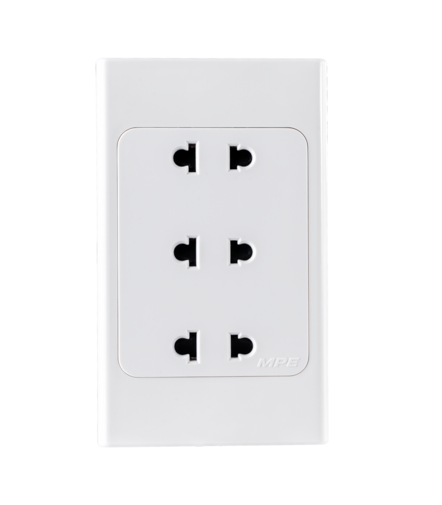 Ổ cắm ba 2 chấu đế liền 16A KT120x70mm mã A20US3N A20US3N MPE