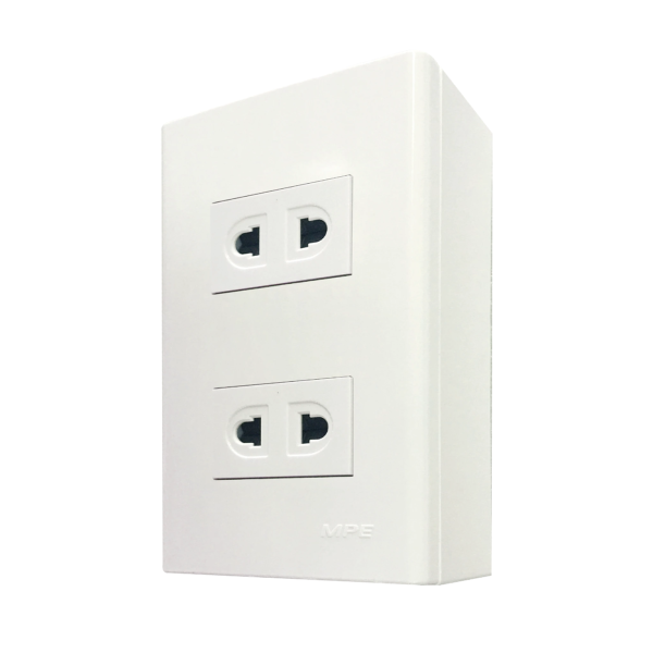 Bộ ổ cắm đơn 2 ổ cắm 2 chấu và đế nổi đơn mã A60B12U A60B12U MPE