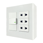 Bộ công tắc ổ cắm đôi 3 ổ cắm 2 chấu 1 công tắc và đế nổi đôi mã A60B23U1V (Vặn vít A60B23U1V MPE