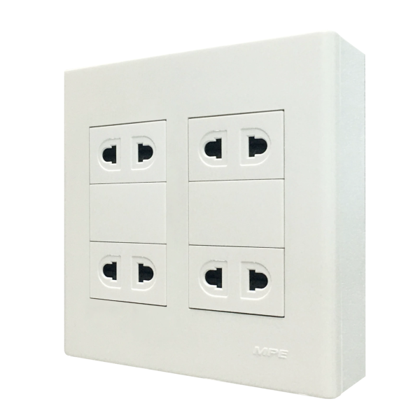 Bộ ổ cắm đôi 4 ổ cắm 2 chấu và đế nổi đôi mã A60B24U A60B24U MPE
