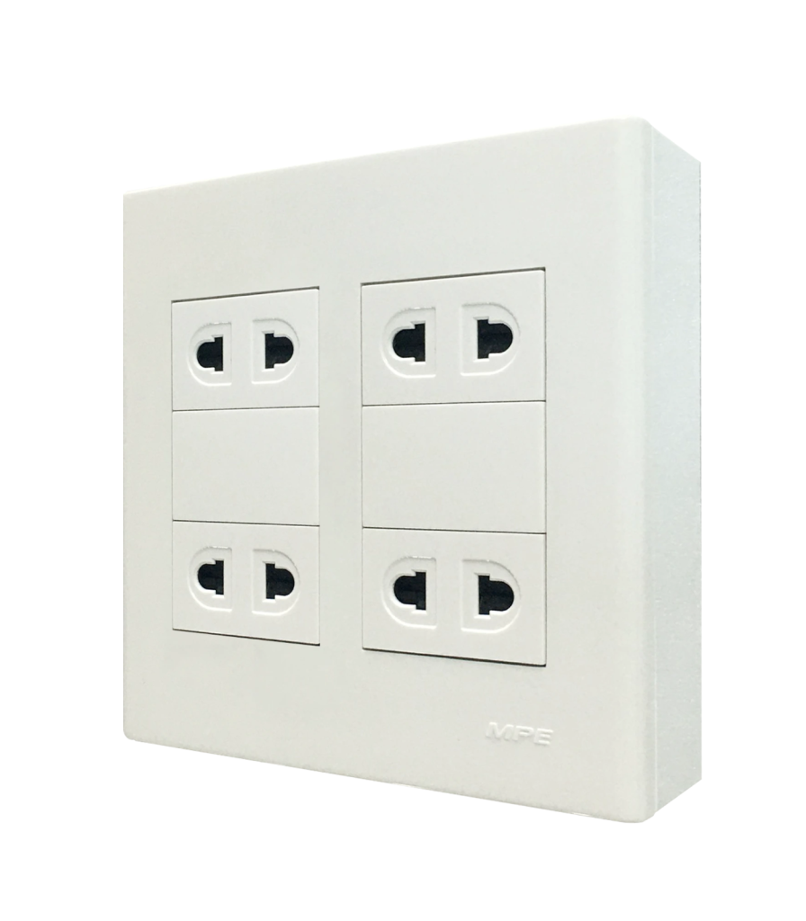 Bộ ổ cắm đôi 4 ổ cắm 2 chấu và đế nổi đôi mã A60B24U A60B24U MPE