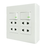 Bộ công tắc ổ cắm đôi 4 ổ cắm 2 chấu 2 công tắc và đế nổi đôi mã A60B24U2V (Vặn vít A60B24U2V MPE