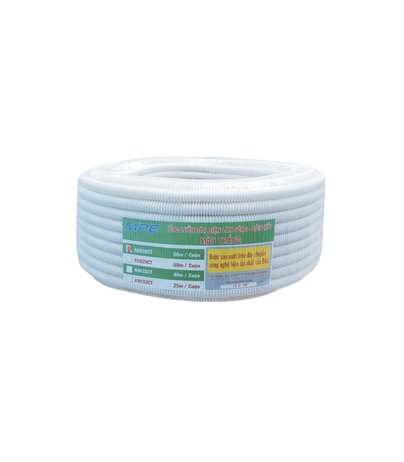 A9016-CT-0-78 Ống luồn đàn hồi màu trắng phi 16mm cuộn 50m mã A9016 CT A9016 CT MPE