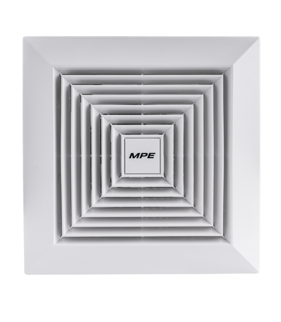 Quạt hút âm trần mô tơ bạc đạn, mặt vuông, đục lỗ trần 198mm mã AFC2-130 AFC2-130 MPE