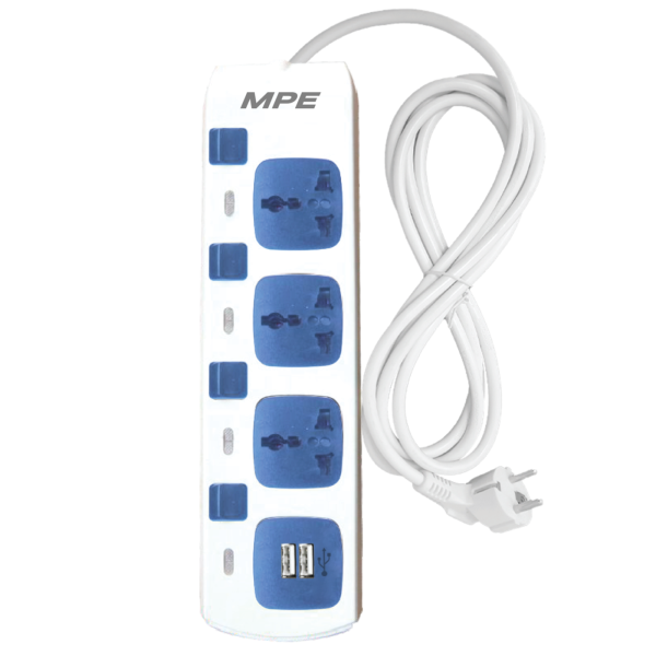 Ổ cắm di động 3 ổ cắm đa năng, Tích hợp 2 cổng sạc USB mã AM3S-2USB AM3S-2USB MPE