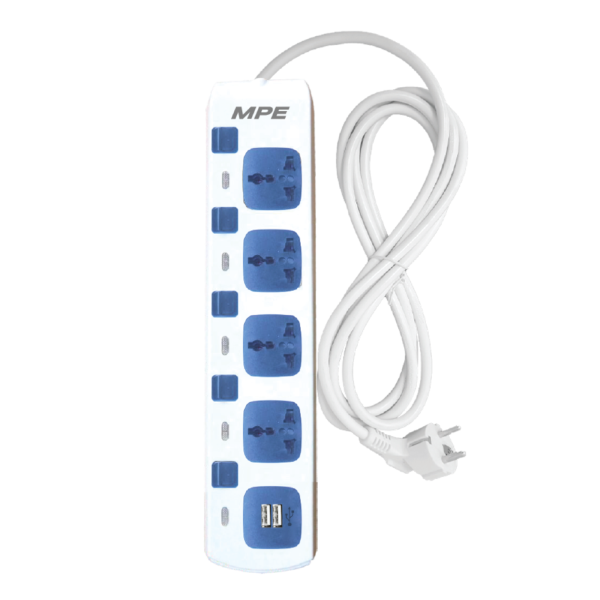 Ổ cắm di động 4 ổ cắm đa năng, Tích hợp 2 cổng sạc USB mã AM4S-2USB AM4S-2USB MPE