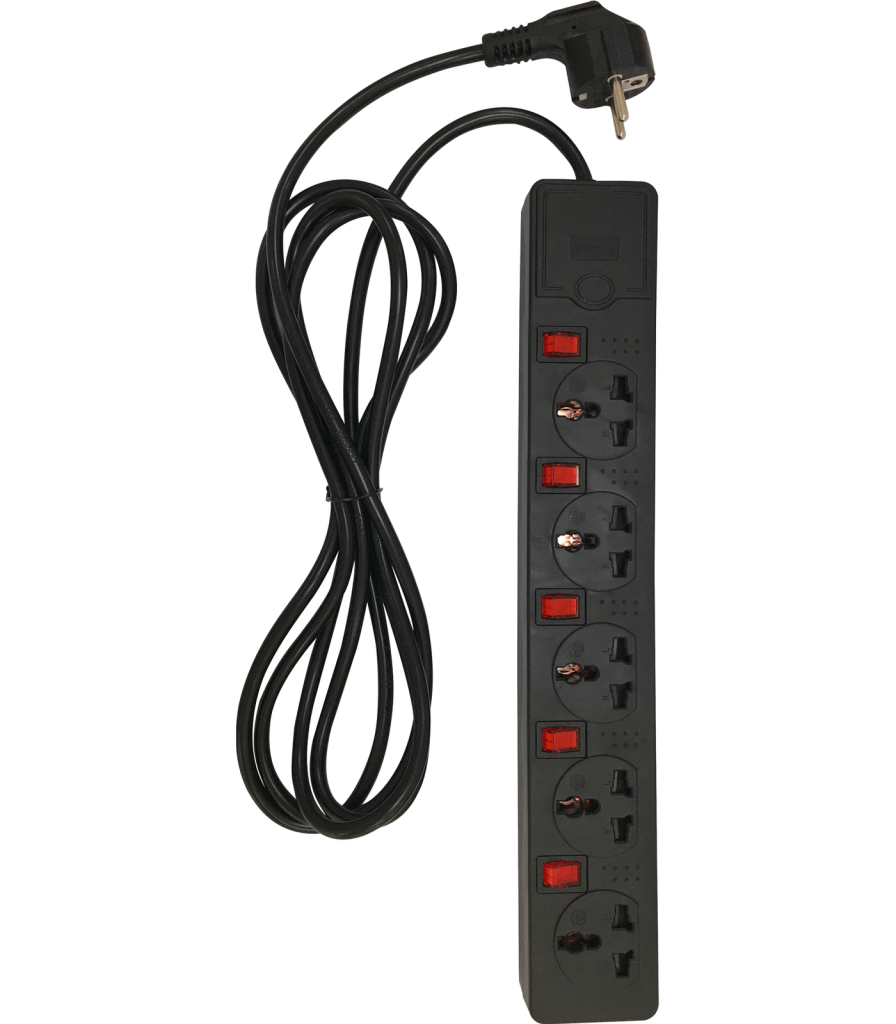 Ổ cắm di động 5 ổ cắm đơn đa năng AM5SB màu đen AM5SB MPE