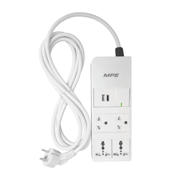 Ổ cắm di động 3 ổ cắm, Tích hợp sạc USB, type C và công tắc 1 chiều AM6S4 AM6S4 MPE