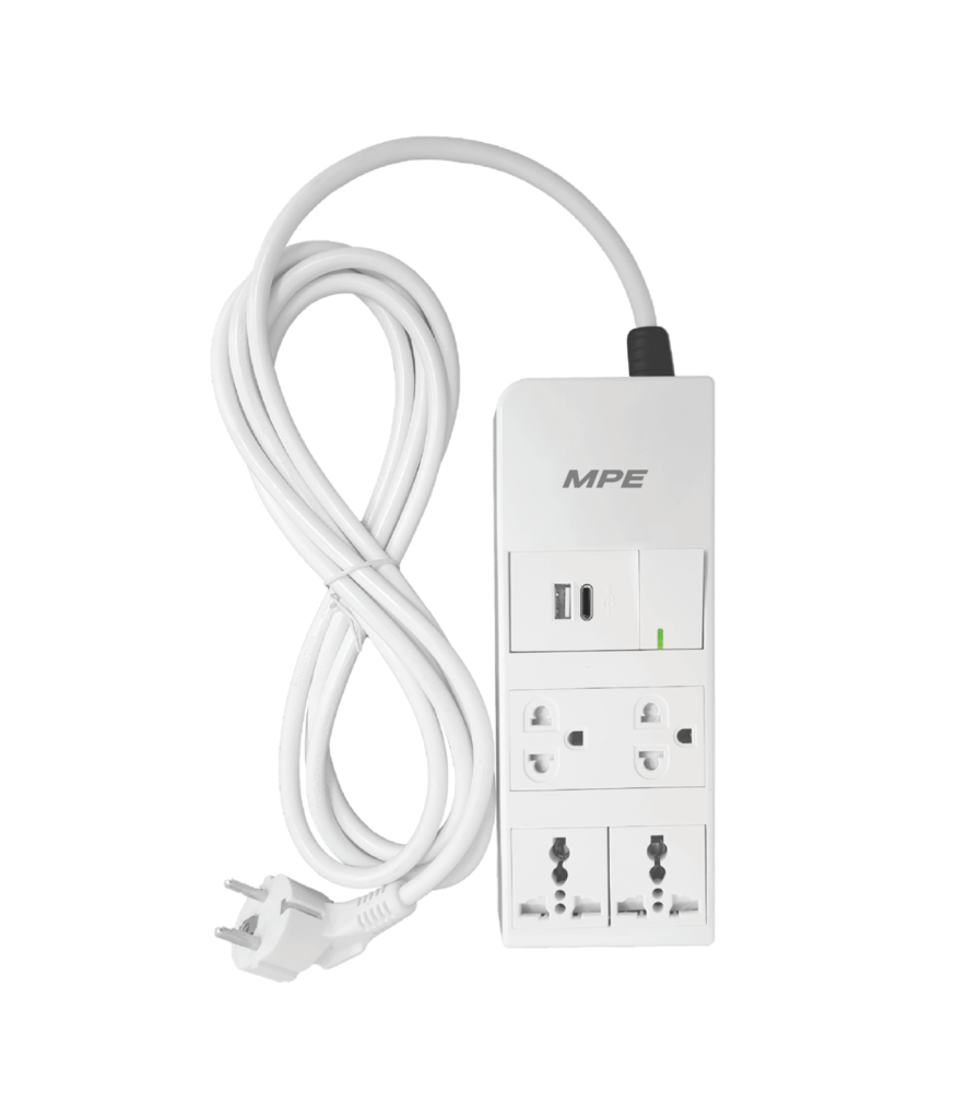 Ổ cắm di động 3 ổ cắm, Tích hợp sạc USB, type C và công tắc 1 chiều AM6S4 AM6S4 MPE