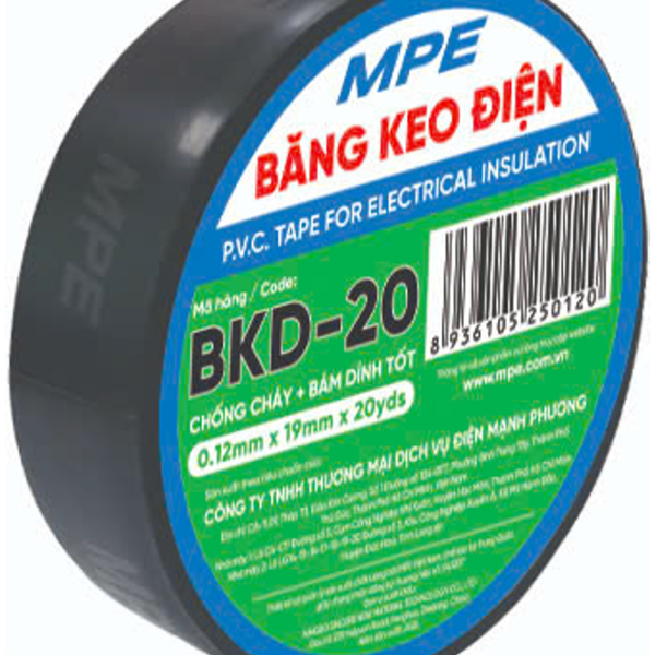 Băng keo điện màu đen (chất liệu PVC BKD-20 MPE