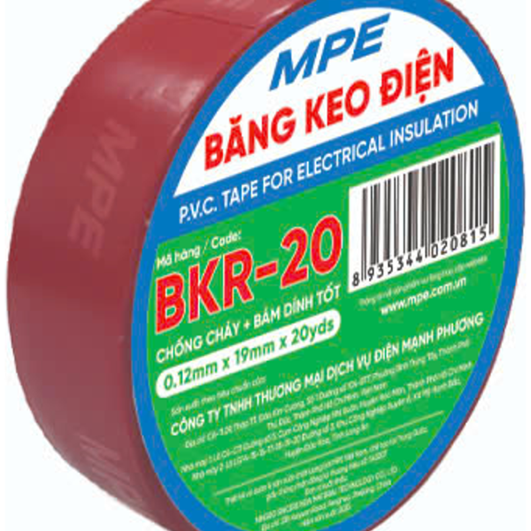 Băng keo điện màu đỏ (chất liệu PVC BKR-20 MPE