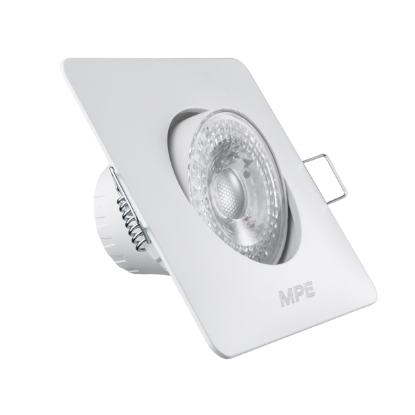 LED Downlight âm trần Chiếu điểm, Điều chỉnh hướng sáng, mặt vuông 7W ánh sáng vàng DLA2S-7V DLA2S-7V MPE