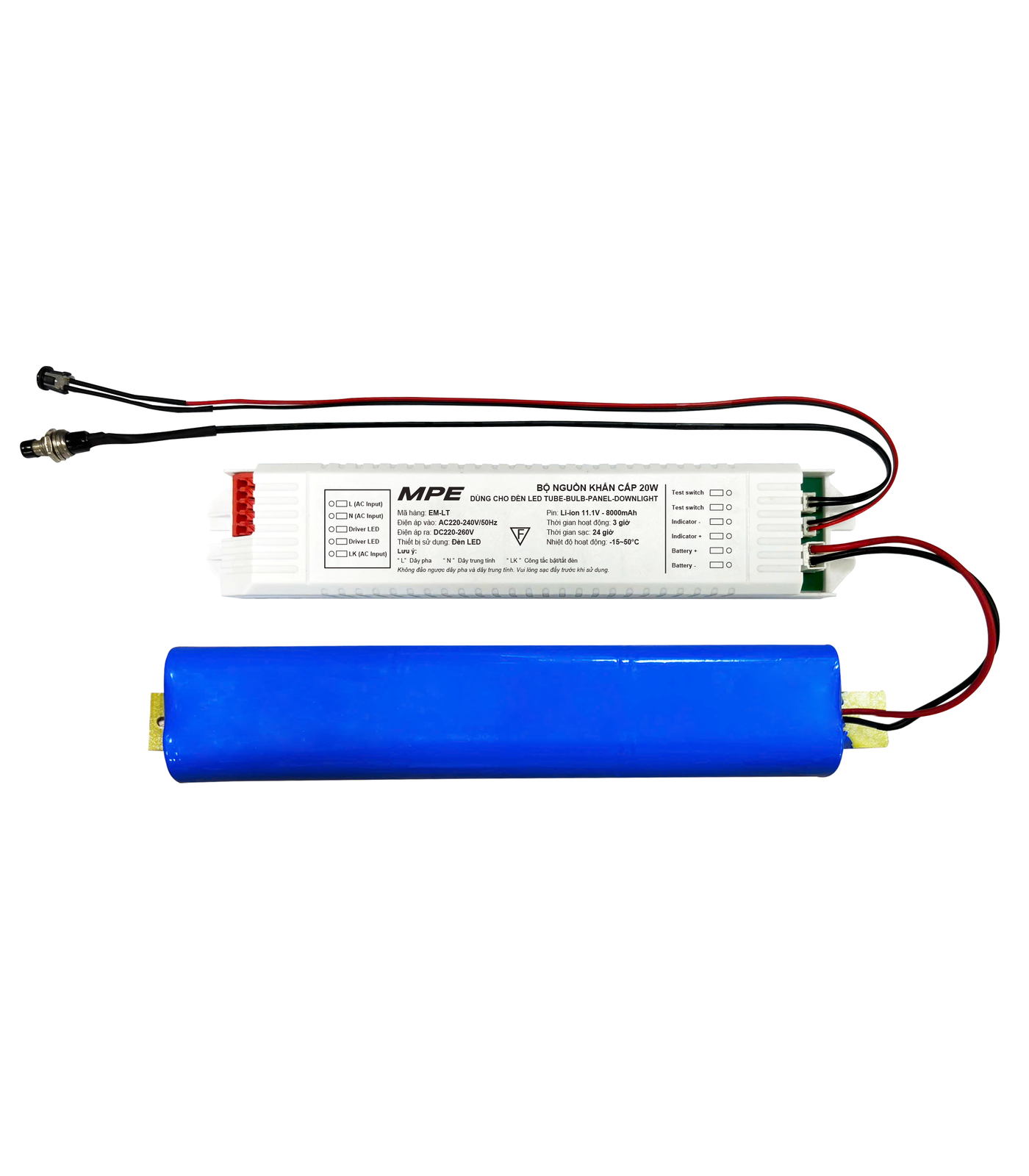 EM-LT-0-78 Bộ nguồn khẩn cấp dùng cho Led Tube, Bulb, Panel, Downlight, công suất tối đa 20W EM-LT EM-LT MPE