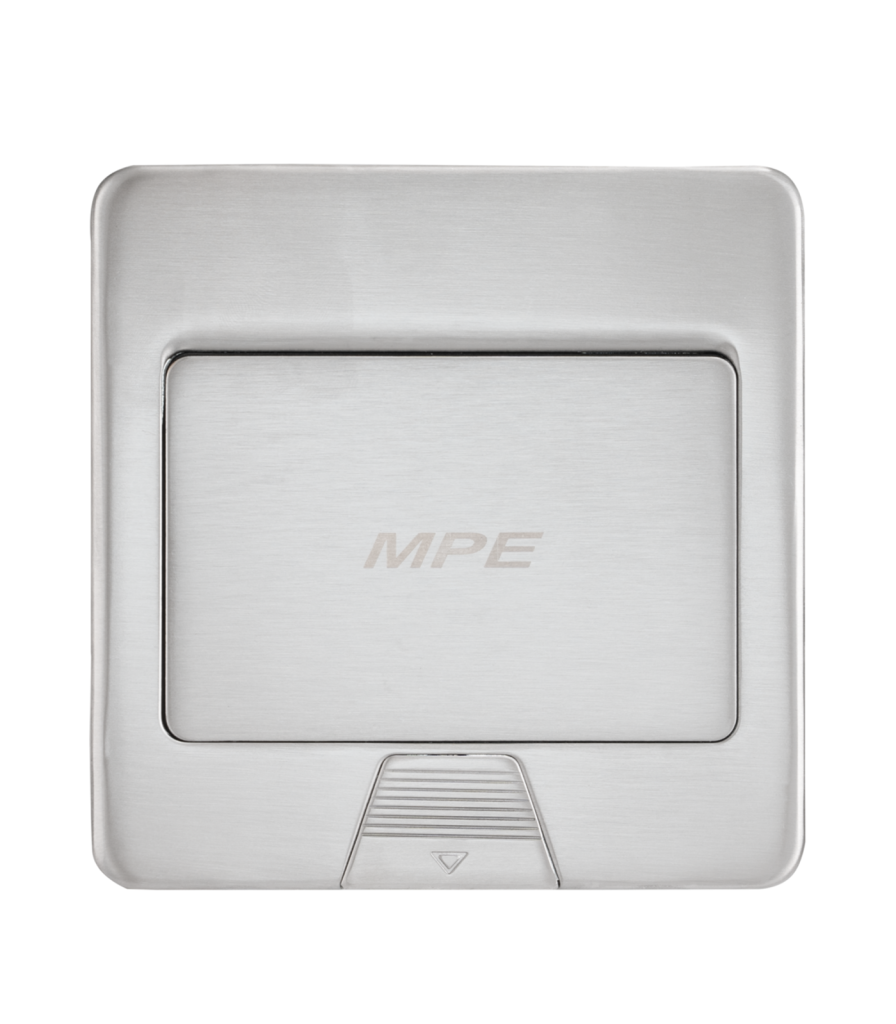 Ổ cắm âm sàn kiểu vuông, màu bạc, mặt phẳng (không bao gồm đế F2A-60 MPE