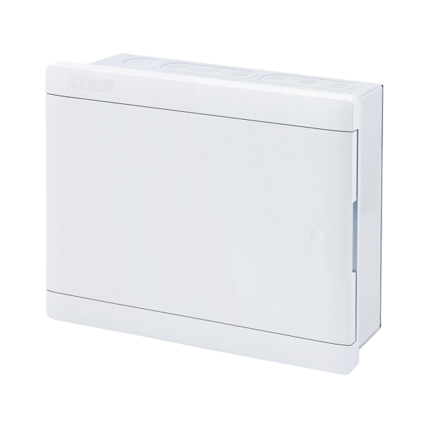 Tủ điện âm tường thanh ray điều chỉnh đa hướng, nắp mở ngang chứa MCB 10-12 cực mã G-12 G-12 MPE