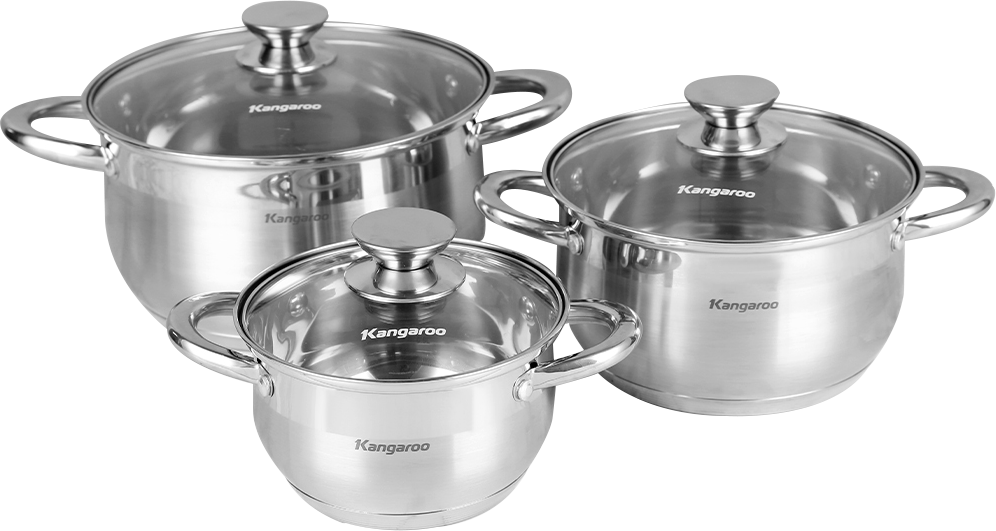 KGK33006500-0 Bộ nồi inox size 16-20-24 Kangaroo KG878 KG878