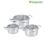 Bộ nồi Inox 3 chiếc size 16/20/24cm Kangaroo KG304IP1 KG304IP1