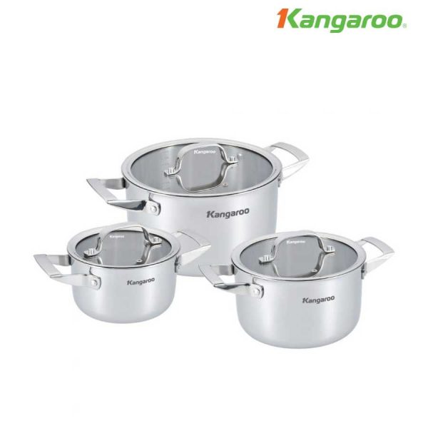 Bộ nồi Inox 3 chiếc size 16/20/24cm Kangaroo KG304IP1 KG304IP1