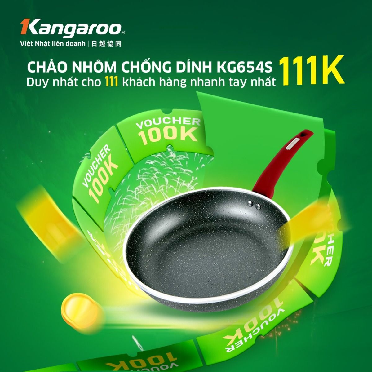 KGK34005300-0 Chảo chống dính 22cm Kangaroo KG654S KG654S