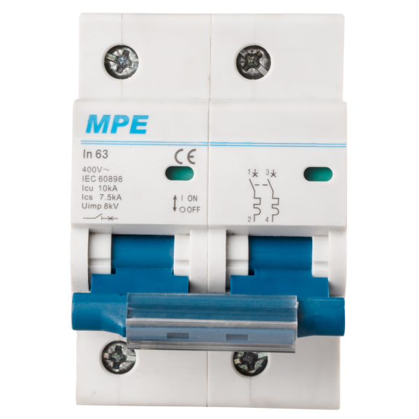 Cầu dao tự động MCB 2 cực, 63A, 10kA mã MP10-C263 MP10-C263 MPE