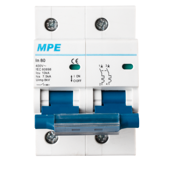 Cầu dao tự động MCB 2 cực, 80A, 10kA mã MP10-C280 MP10-C280 MPE