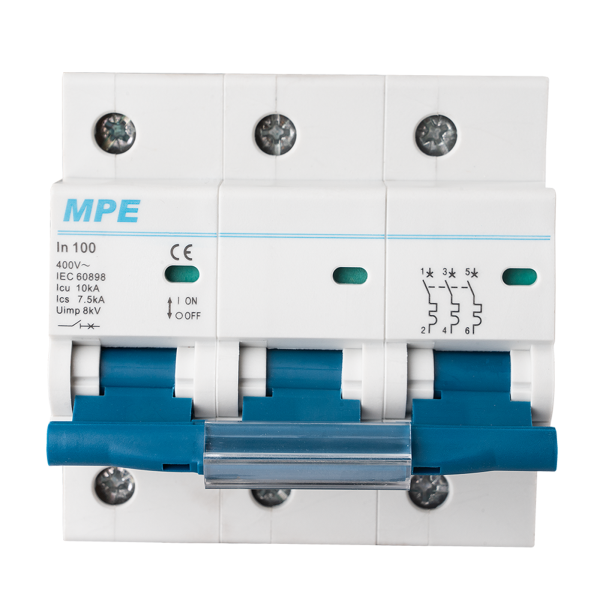 Cầu dao tự động MCB 3 cực, 100A, 10kA mã MP10-C3100 MP10-C3100 MPE