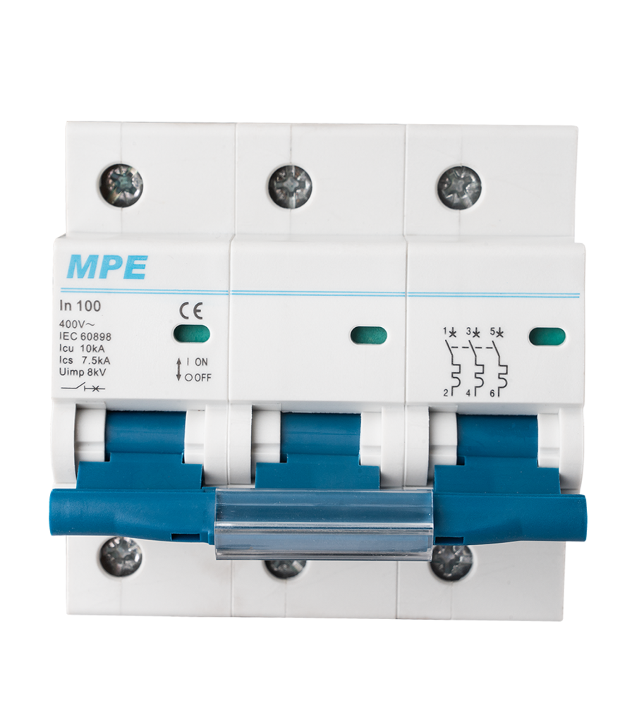 Cầu dao tự động MCB 3 cực, 100A, 10kA mã MP10-C3100 MP10-C3100 MPE