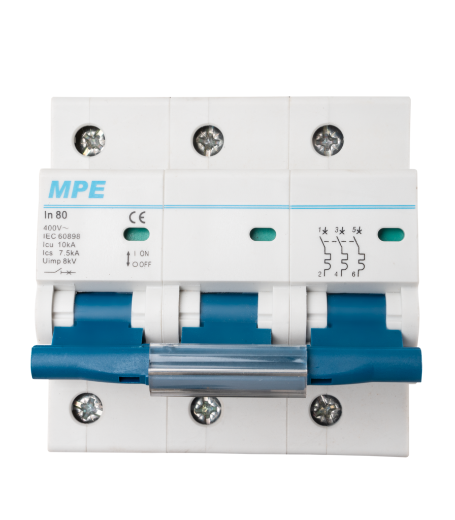 Cầu dao tự động MCB 3 cực, 80A, 10kA mã MP10-C380 MP10-C380 MPE