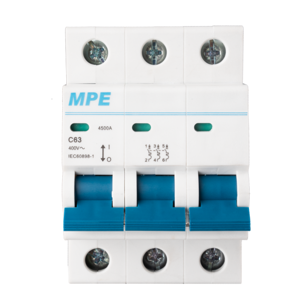 Cầu dao tự động MCB 3 cực, 63A, 4.5kA mã MP4-C363 MP4-C363 MPE