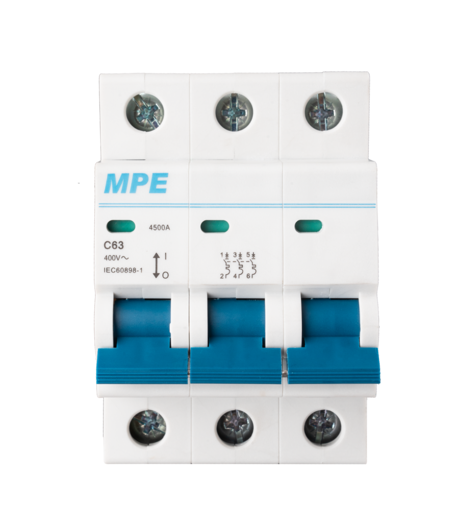 Cầu dao tự động MCB 3 cực, 63A, 4.5kA mã MP4-C363 MP4-C363 MPE