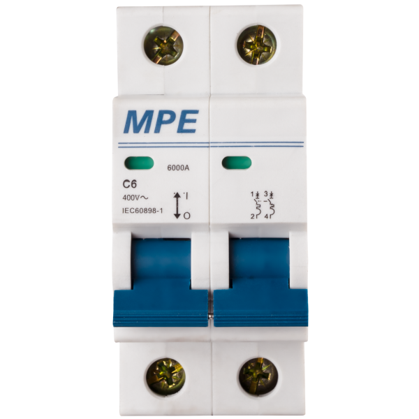 Cầu dao tự động MCB 2 cực, 6A, 6kA mã MP6-C206 MP6-C206 MPE