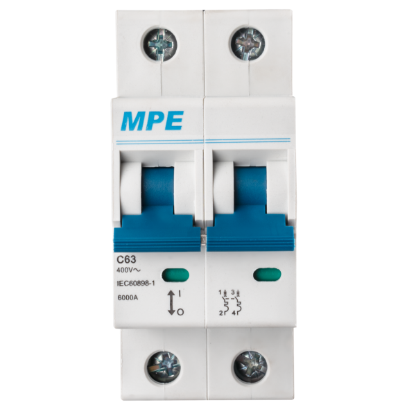 Cầu dao tự động MCB 2 cực, 63A, 6kA mã MP6-C263 MP6-C263 MPE