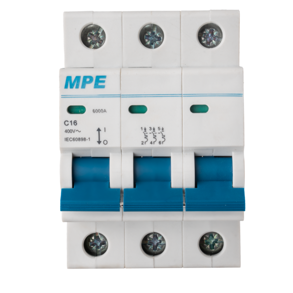 Cầu dao tự động MCB 3 cực, 16A, 6kA mã MP6-C316 MP6-C316 MPE