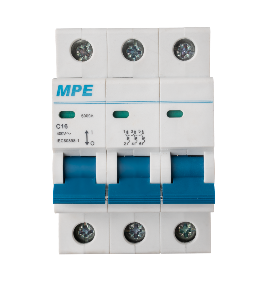 Cầu dao tự động MCB 3 cực, 16A, 6kA mã MP6-C316 MP6-C316 MPE