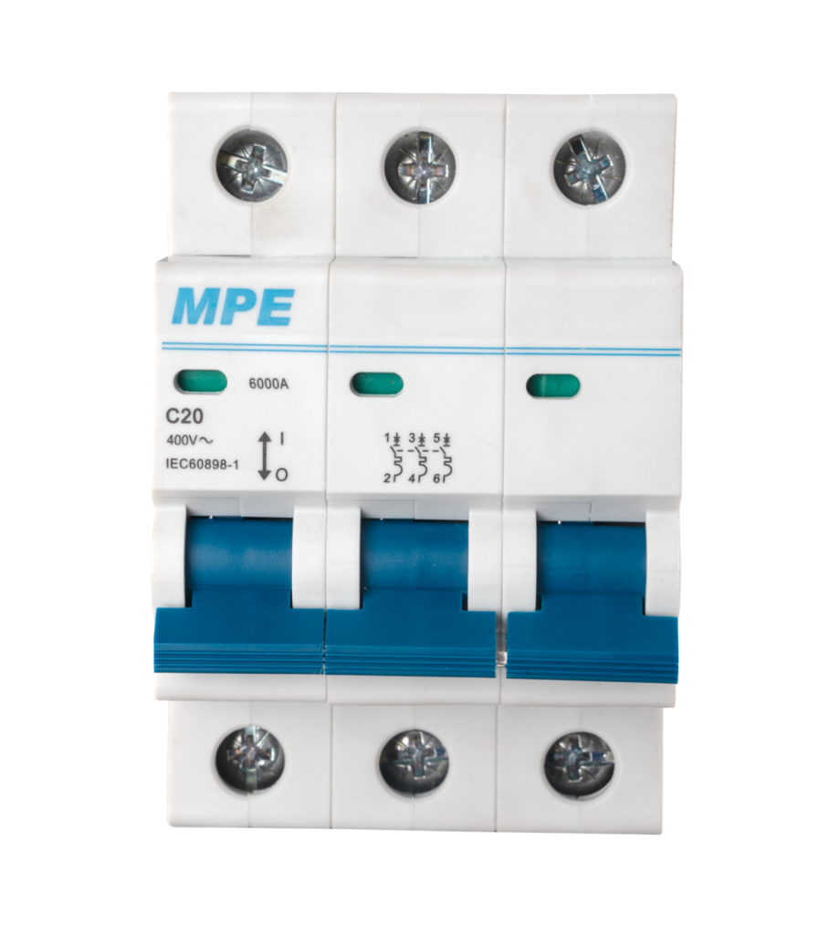Cầu dao tự động MCB 3 cực, 20A, 6kA mã MP6-C320 MP6-C320 MPE