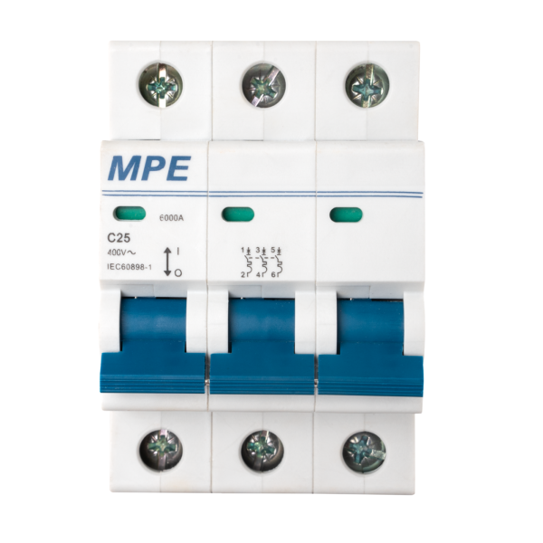 Cầu dao tự động MCB 3 cực, 25A, 6kA mã MP6-C325 MP6-C325 MPE