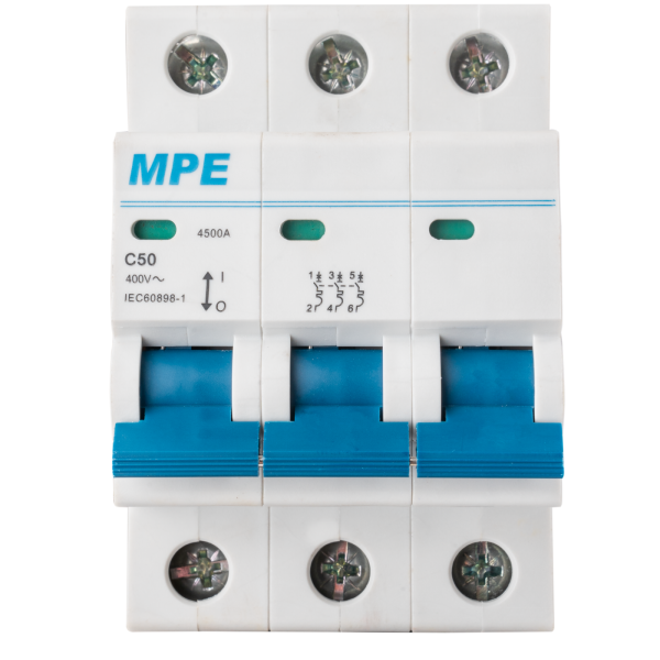 Cầu dao tự động MCB 3 cực, 50A, 6kA mã MP6-C350 MP6-C350 MPE