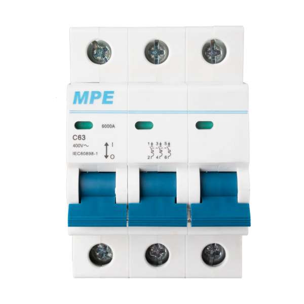 Cầu dao tự động MCB 3 cực, 63A, 6kA mã MP6-C363 MP6-C363 MPE