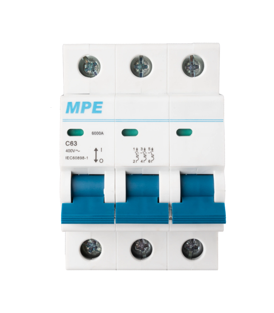 Cầu dao tự động MCB 3 cực, 63A, 6kA mã MP6-C363 MP6-C363 MPE