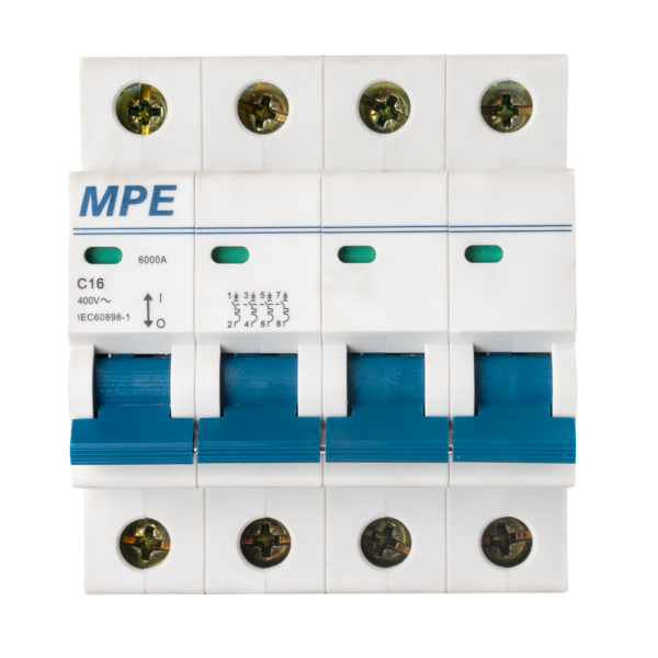 Cầu dao tự động MCB 4 cực, 16A, 6kA mã MP6-C416 MP6-C416 MPE