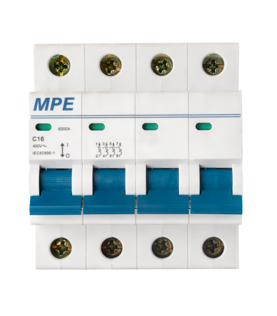 Cầu dao tự động MCB 4 cực, 16A, 6kA mã MP6-C416 MP6-C416 MPE