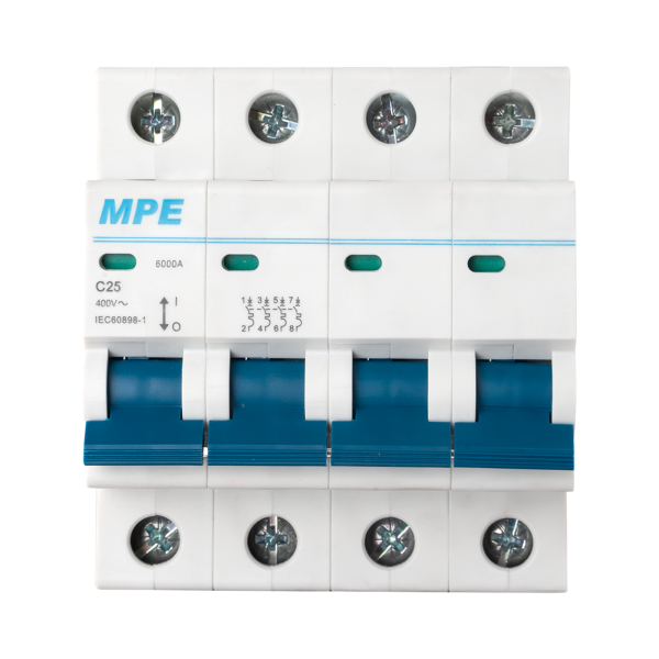 Cầu dao tự động MCB 4 cực, 25A, 6kA mã MP6-C425 MP6-C425 MPE