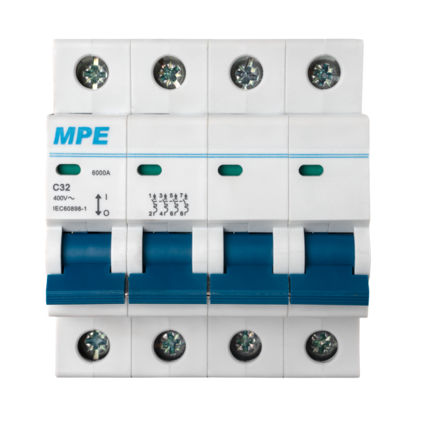 Cầu dao tự động MCB 4 cực, 32A, 6kA mã MP6-C432 MP6-C432 MPE