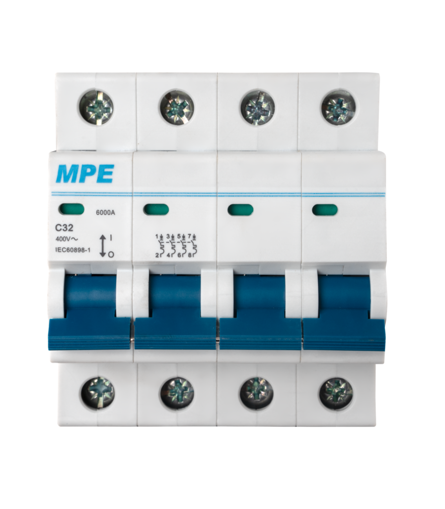Cầu dao tự động MCB 4 cực, 32A, 6kA mã MP6-C432 MP6-C432 MPE