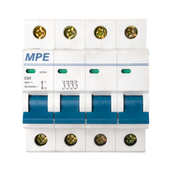 Cầu dao tự động MCB 4 cực, 50A, 6kA mã MP6-C450 MP6-C450 MPE