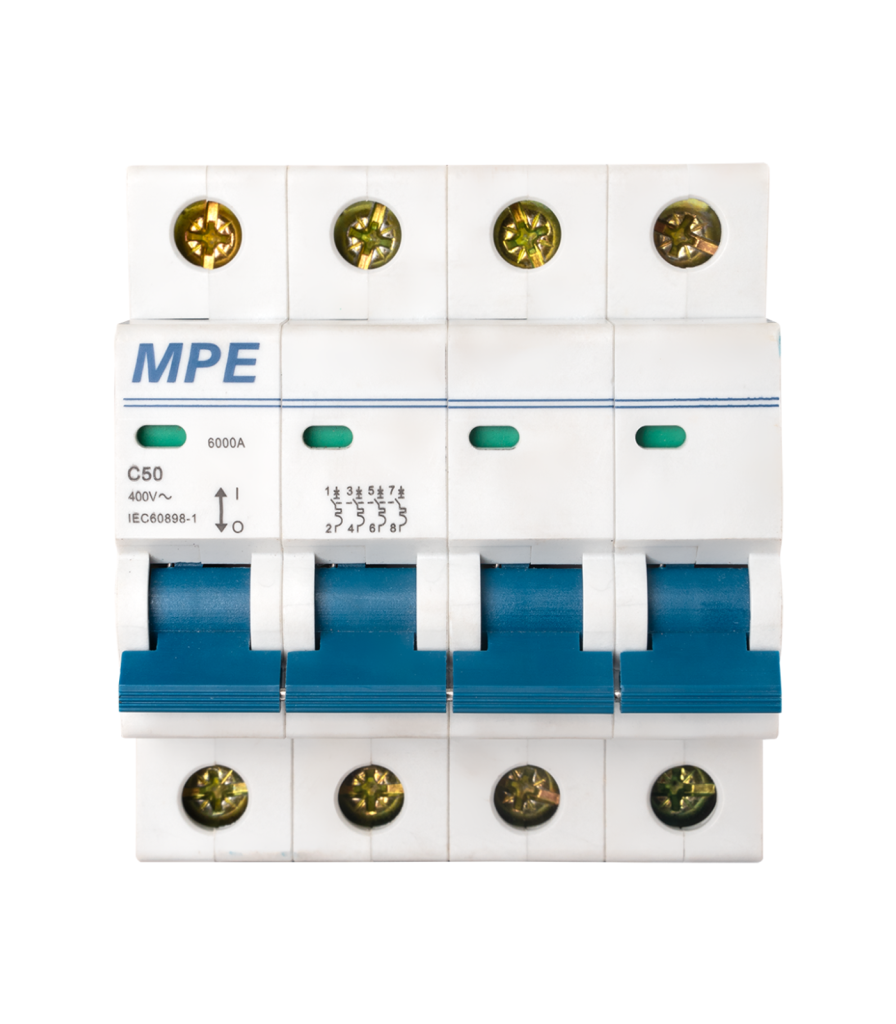 Cầu dao tự động MCB 4 cực, 50A, 6kA mã MP6-C450 MP6-C450 MPE